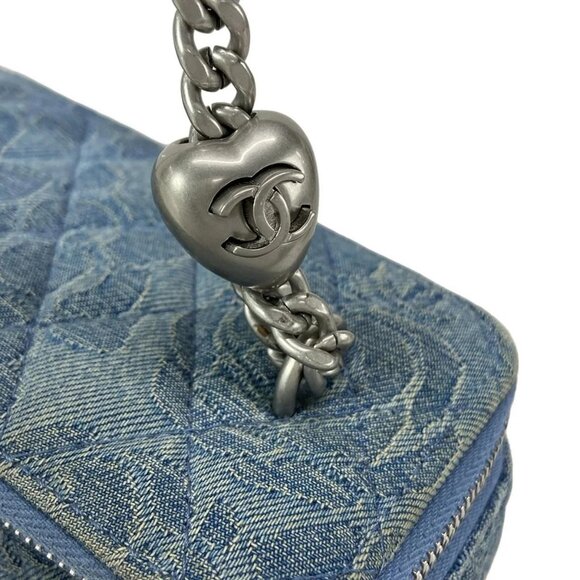 Auth CHANEL Vanity Case / Matelasse AP3204 Light Blue Denim Vanity Bag - Picture 8 of 16